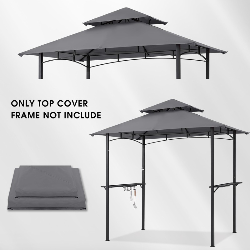 MASTERCANOPY Grill Gazebo Replacement Canopy Top for Model L-GG001PST-F (Gray)