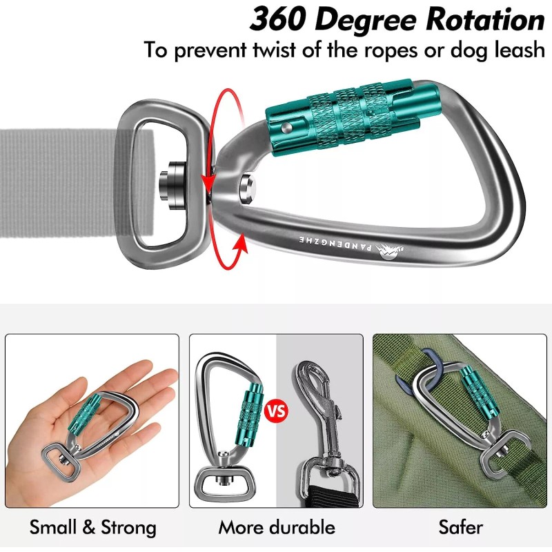 Panpazhe Locking Carabiner Clip 2.5" with Swivel Ring for Securing