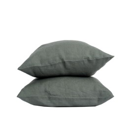 My Linen Home Cushion Cover, 50 x 70 cm, Linen, Set of 2, High-Quality Pillowcase in Dark Green, 100% Stonewashed Linen Bed Linen, Made in EU, Hypoallergenic and Skin-Friendly