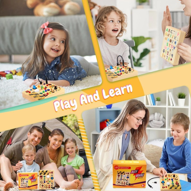 Harvow Best Busy Board with LED Light Switches Montessori Toys