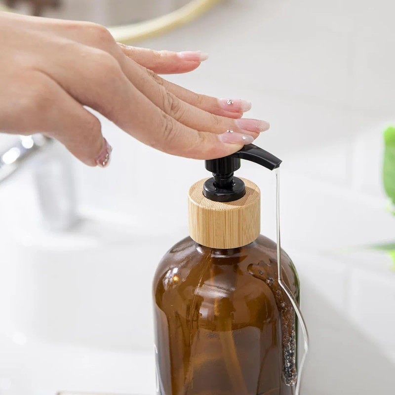 Juego De Baño Fsy Fasilyt 3 Dispensadores Jabon Shampoo Bambu