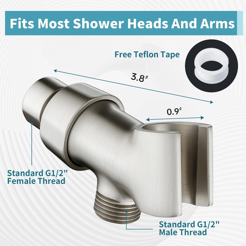 BRIGHT SHOWERS All Metal Handheld Shower Head Holder, Adjustable Shower