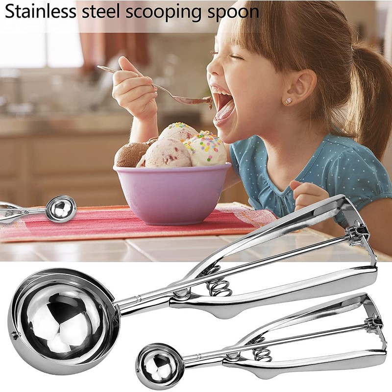 LCE Cream Scoop Set, Stainless Steel, 3 Pieces of Trigger