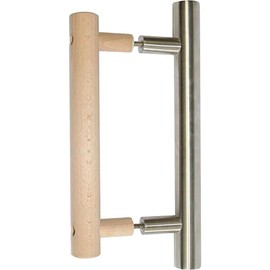 Sentiotec Sauna Door Handle LA 20 mm Set Wood Inside, Stainless Steel Exterior - Sauna Handle for Indoor and Outdoor Use