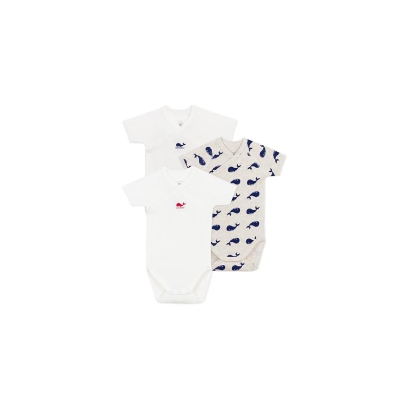 Petit Bateau Unisex Baby Short Sleeve Bodysuits for Birth (Pack