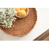 Kate and Laurel Wavley Modern Round Scalloped Woven Rattan Tray,