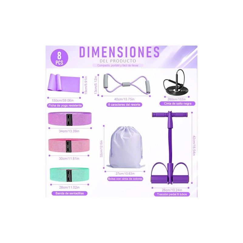 Bandas de Resistencia Elasticas, 8PCS Cuerda Tensión Multifunción, Extractor de