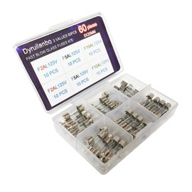 Dyruilanbo 3Values 60PCS Mini Fuses 0.2x0.79Inch Assortment Kit Fast-Blow Glass Fuses Kit 125V 5x20mm 2A 5A 10A amp 125 Volt