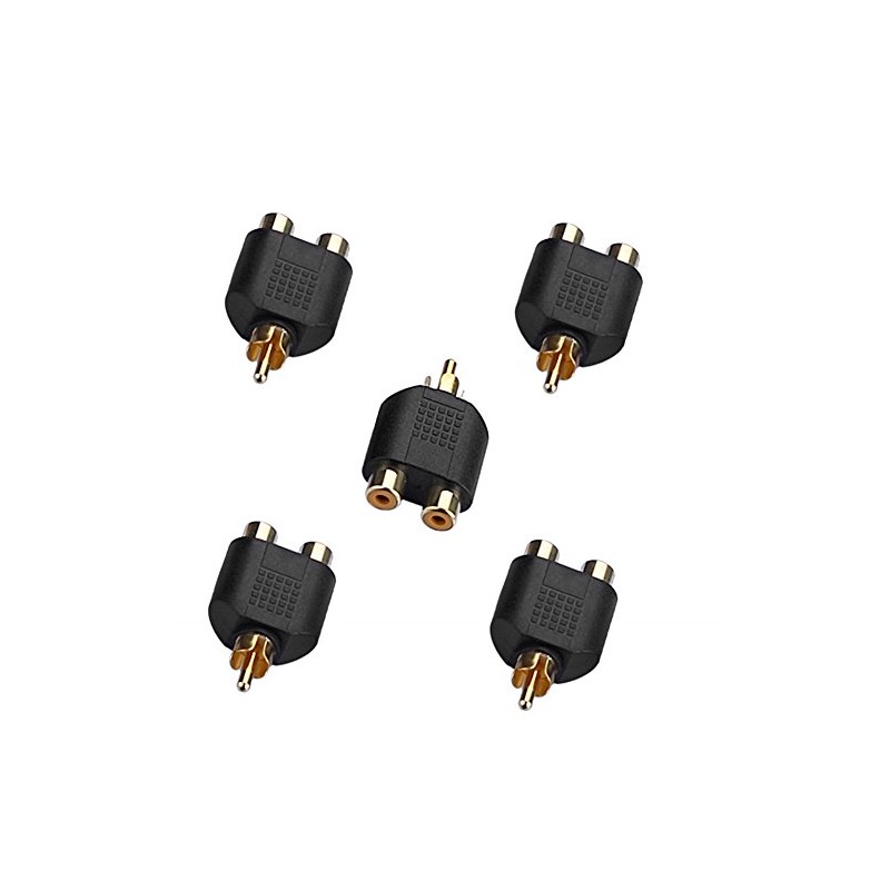 Sienoc 5 Pack 1x Male Adapter to 2 Female Rca