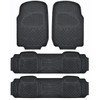 BDK Heavy Duty VAN SUV Rubber Floor Mats - 4 Pieces 3 Rows Full Set - All Weather Trimmable Mat (Black) - MT-713-711-BK