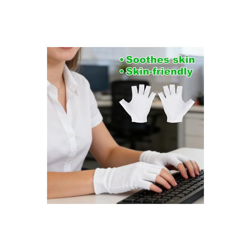4 pares de guantes de algodón sin dedos, guantes blancos