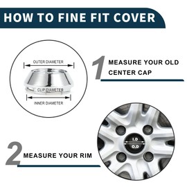 TUCKBOLD Wheel Center Cap Wheel Cap Center Cap Universal Compatibility Rust Proof Tire Cap Wheel Center Hub Cap Outer Diameter 65mm/2.56" Snap-in Plastic Silver Tone 1pc