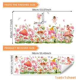 Mirabuy Fairy Garden Wall Decals Fairy Girl Mushroom Flowers Wall Stickers for Girls' Room Nursery