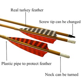 Elong 6pk 30" Archery Carbon Arrows Wood Camo Spine 600 Recurve Bows Turkey Feather Arrow