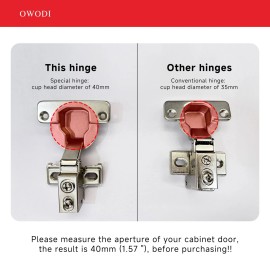 OWODI 6 Pack 1-1/4 Inch Soft Close Cabinet Hinges – 40mm Cup Diameter, 95° Op...