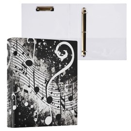 xigua Black Music Notes A4 Ring Binders, A4 Folders 3 Ring Binder to Hold 200 Sheets, D Ring Binders with Clipboard for Home Office Supplies 1 Pack