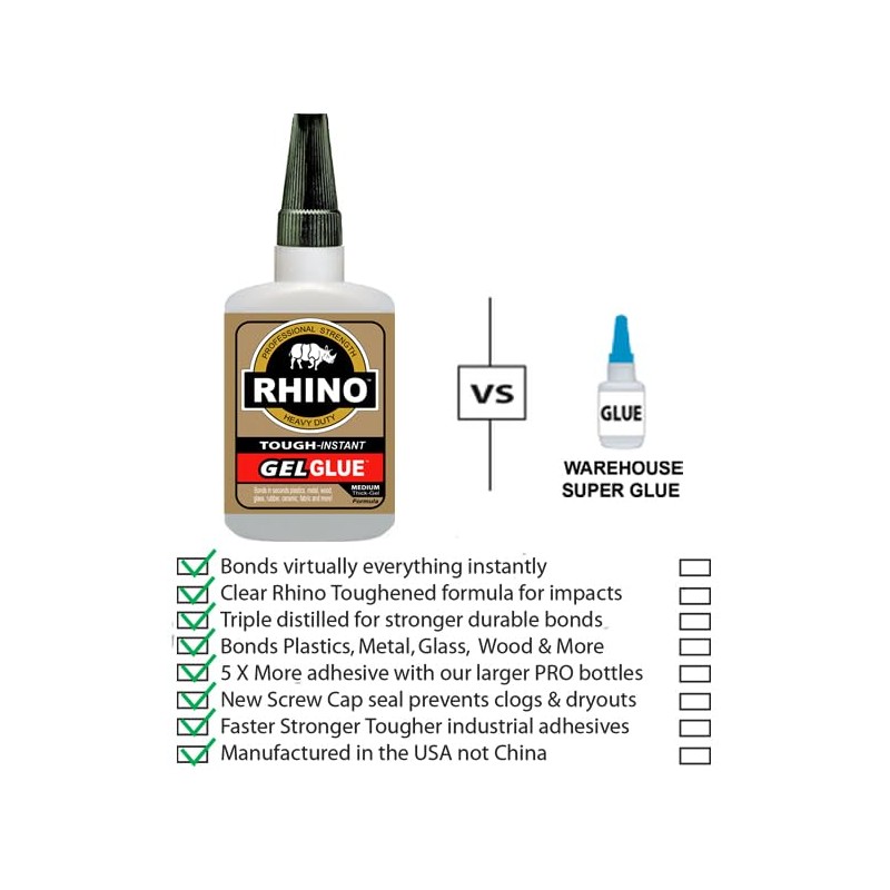 Rhino Glue Gel, Heavy Duty 40 Gram Clear