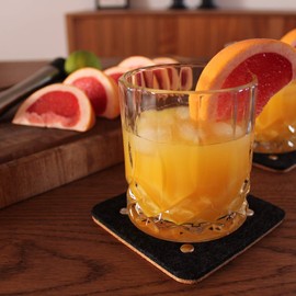 BARVIVO Coasters for Drinks Absorbent Set of 8 with Rivet - Perfect Black Drink Coasters for Wooden Table Protection with a Scratch Preventing Cork Side and an Instant Condensation Absorbing Felt Side