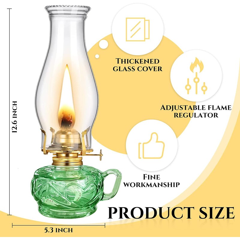 Cywinfow Lantern Kerosene Lamp Vintage Kerosene Lamp L392G (Green-Gold)