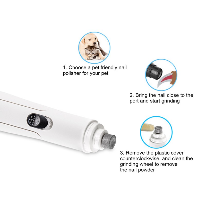 Dog Nail Grinder USB Charging Electric Dog Nail Trimmer with