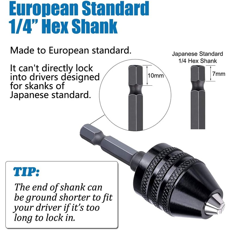 JUTOSU Keyless Drill Chuck 2-Pack 0.3-6.5mm Keyless Drill Chuck Conversion