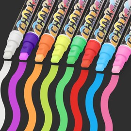 HENGBIRD Chalk Pens for Blackboard, Washable, 8 Colours, Liquid Chalk, 10 mm Chalk Marker with Thick Tip, Glass Chalk Pens for Windows, Window Pens, Glass Markers, Chalk Markers, Wipe Clean