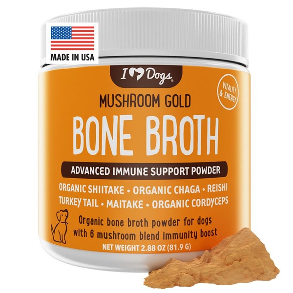 iHeartDogs Bone Broth for Dogs - Bone Broth & Mushroom