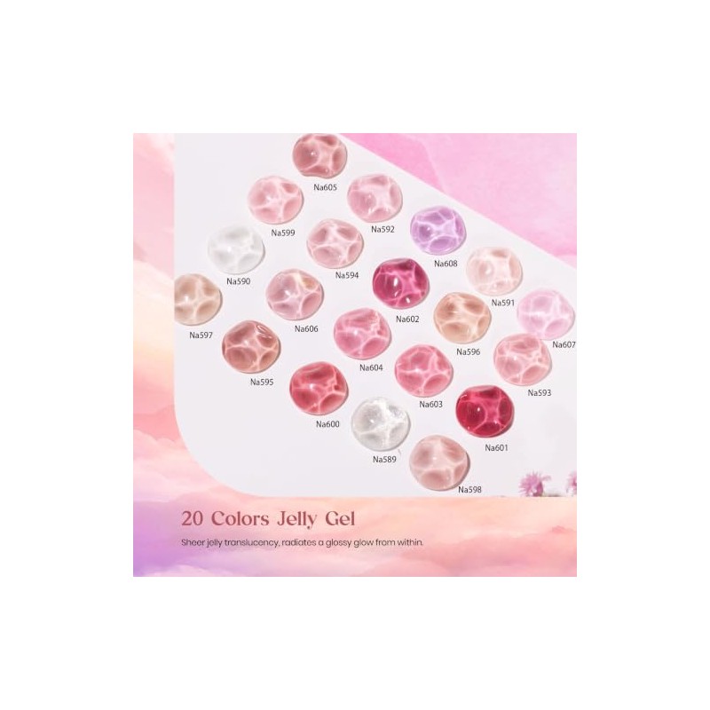 Beetles Esmalte en Gel Nude Jelly, Kit de 20 Colores