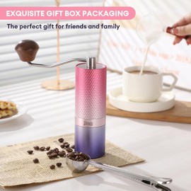 Bincoo Manual Coffee Grinder - rainbow Stainless Steel Conical Burr Coffee Grinder, Coffee Bean Grinder with Storage Bag, Hand Coffee Grinder with Adjustable Setting, for Espresso to French Press