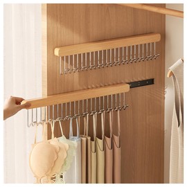2 Pcs Pull Out Belt Hanger for Closet, Wall Mounted Tank Top Bra Hanger, Sliding Out Hanging Organizer,ulti Hook Coat Rack for Ties, Hat (12 Hooks, Left-Hand Pull)