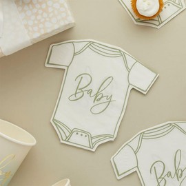 16 Sage Green Baby Napkins, Baby Shower Tableware, Baby Grow Design Green Napkins, Green Baby Shower, Mum To Be Party