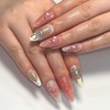 Press On Nails, Beauty Pattern Summer Cute Glue on Nails, Fake Nails, Short Square Almond Ballet Shape on 24PCs (Pink White Bow)