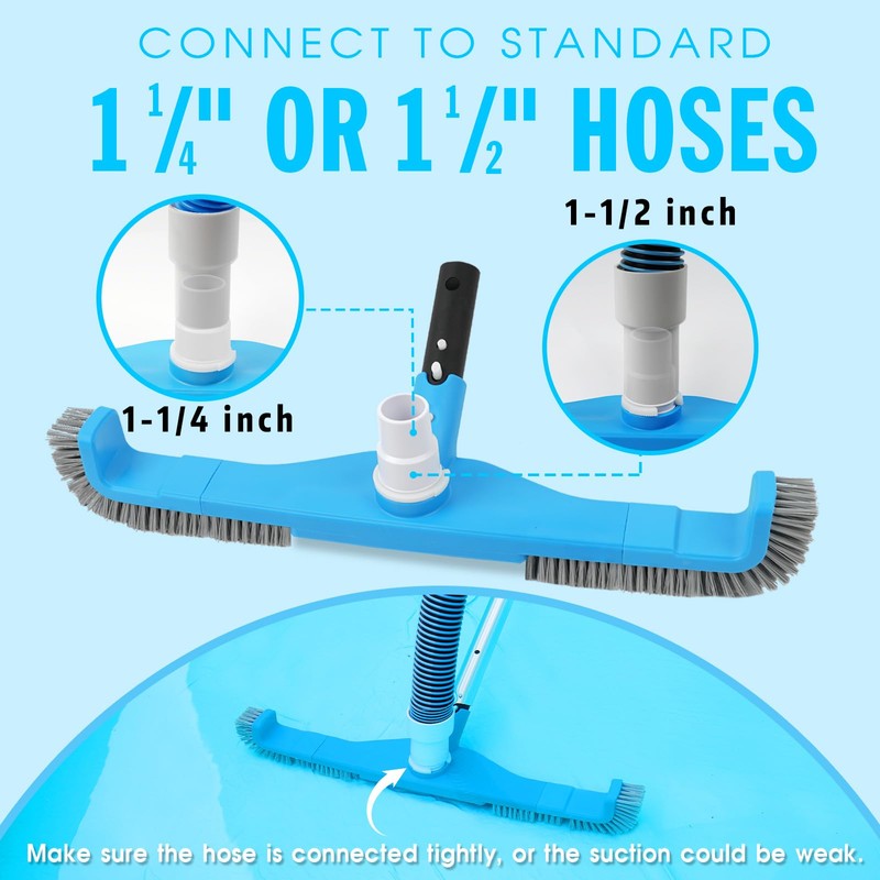 (2025 Upgraded) 20" 2 in 1 Pool Brush Vacuum Head