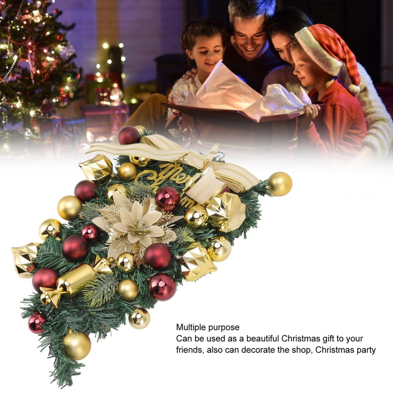 Christmas Inverted Tree Wreath Door Hanging Electroplated Ball Rattan Garland