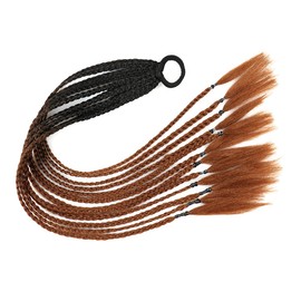 [TefuRe] Braided Hair Extension Ponytail Clip-on Hair Kids Dance Easy Application with Elastic Braid Extension Video Available Brown Q37-B29