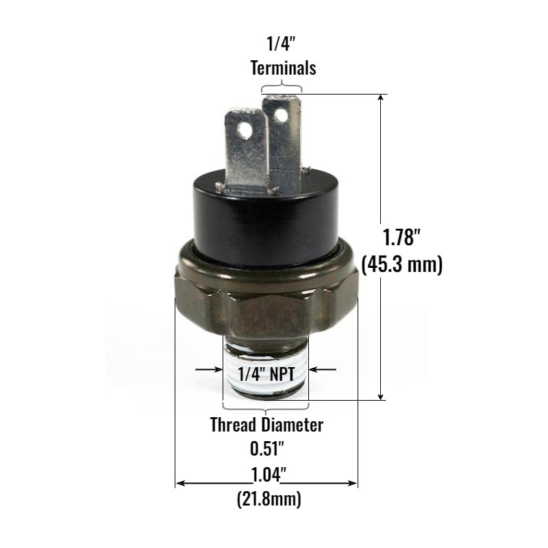HornBlasters 1/4" NPT 165-200 PSI Pressure Switch