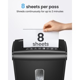 Locksworth 8-Sheet Micro Cut Paper Shredder P-4 High Security for Home Office Use with Handle, Shreds Credit Card/Staple 4 Gallons(Black) Visual Window Wastebasket