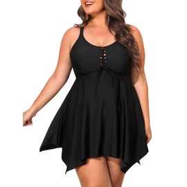 NIeyook Women Plus Size Tankini Swimsuit Two Piece Tummy Control Bathing Suits for Women with Boyshorts Black