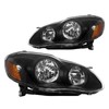 PHILTOP Headlight Assembly for 2003-2008 Corolla, Black Housing with Amber