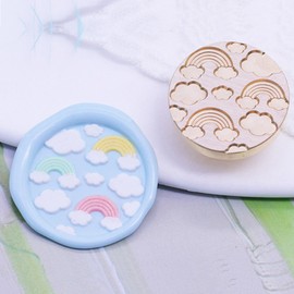 Wax Seal Stamp, WASOHLING Rainbow Sealing Wax Stamp, Vintage 25mm Removable Brass Stamp Head with Wood Handle, Great for Wedding Invitations, Envelopes Wine Packages, Gift Wrapping (Rainbow)