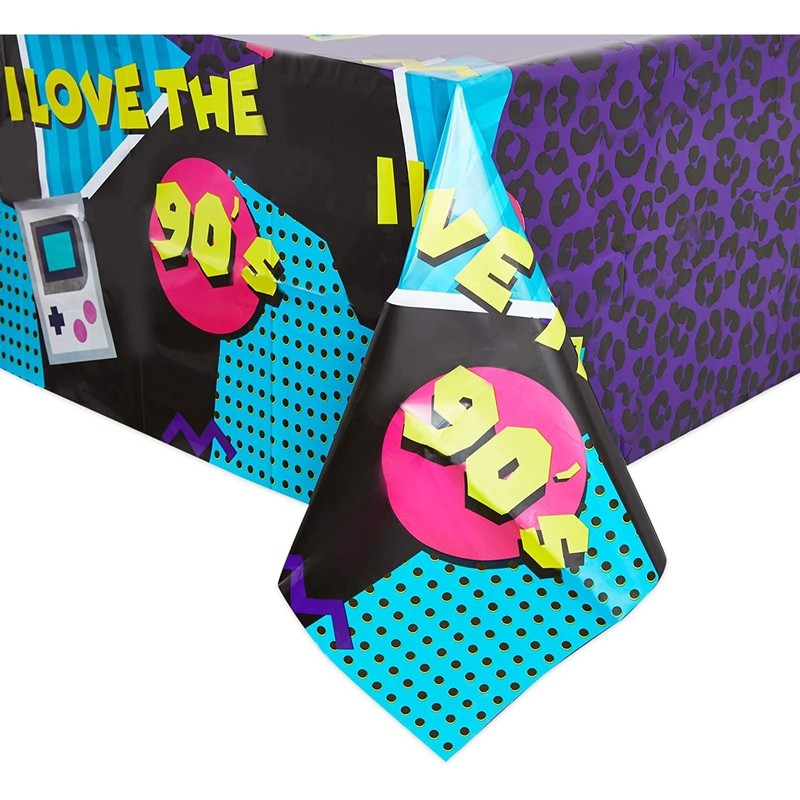 Sparkle and Bash 90s Table Cloth - Purple Plastic, 54