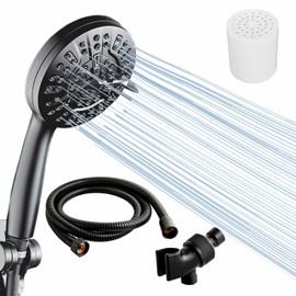 Original StoneStream 10 Mode Black showerhead + Hose + Adapter + Stones Cartridge | Unveil Showering Perfection | Elevate Your Bathroom with Sleek and Stylish Design | 10 Modes, Endless Bliss