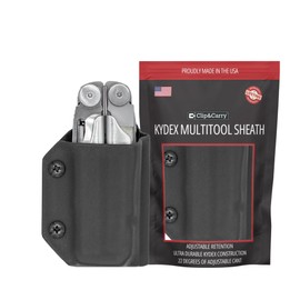 Clip & Carry Kydex Multitool Sheath for The Leatherman Wave & LEATHERMAN Wave Plus + Made in USA - Multi Tool Sheath Holder Cover Belt Pocket Holster - Black