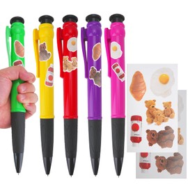 Giant Ballpoint Pen 28 cm, Jumbo Ballpoint Pen with 10 Cute Stickers, Funny Large Retractable Ballpoint Pen, Large Drawing Writing Pen for Prop Gifts Decor (Diameter 3 cm)