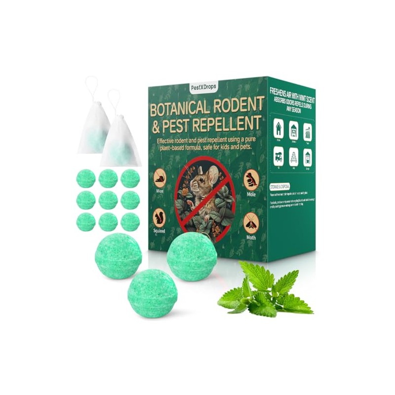 Natural Rodent Repellent Balls with Peppermint Oil - 14 Pack