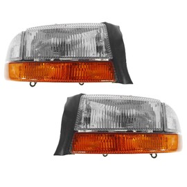 TRQ 2 Piece Headlight Assembly Set Driver & Passenger Side Compatible with Dodge Dakota 1997-2004 Durango 1998-2003 CH2502122 CH2503122 5055110AF 5055110AH 55055110AI 55055111AG 55055111AH 55055111AI