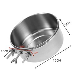 Fixed Pet Bowl, 4.7 x 2.0 inches (12 x 5 cm), Stainless Steel Pet Hanging Bowl, Pet Dishes, Drinking Bowl, Stainless Steel, For Cats, Dogs, Birds, Small Animals, Dishes, Water Supply, Pet Bowl,