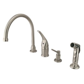 Elements of Design EB828K8 Chatham Single Handle Kitchen Faucet with Soap Dispenser, 9" in Spout Reach, Brushed Nickel