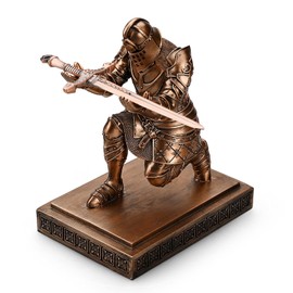 HDMbigmi King's Guard Knight Pen Holder Pen Stand Desk Organizers and Accessories Resin Pencil Holder as Gift for Office and Home (Copper)