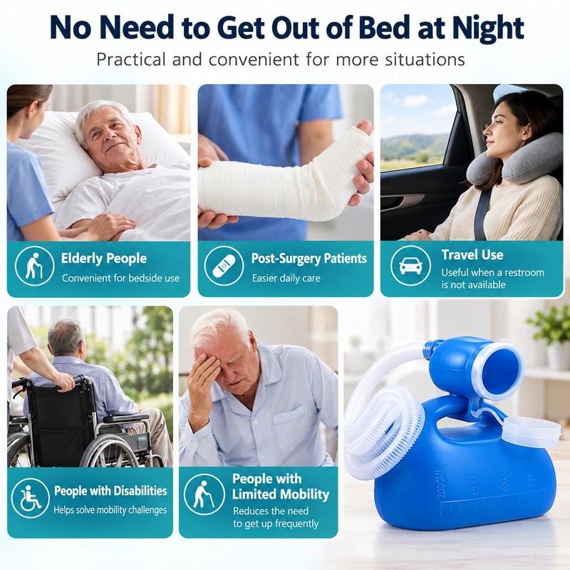Portable Urinal Bottle with Tube for Bedside Use – 2000mL